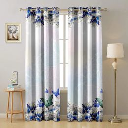 Purple Lily Print Room Curtains Large Window Curtain Rod Kitchen Bedroom Outdoor Fabric Decor Kids Curtain Panels With