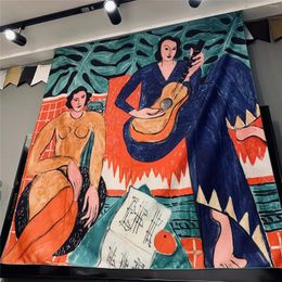 Tapestries Matisse Women's Guitar Tapestry Home Decorative Cloth Artistic Oil Painting Wall For Living Room Arts And Crafts