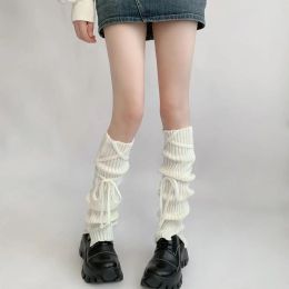 Knit Leg Warmers Cute Y2k Kawaii Black White Knee Warmers Sleeve Look Leg Slimmer Autumn and Winter Loose High Socks Women
