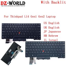 Keyboards Backlight Keyboard for Lenovo Thinkpad L14 Gen1 Gen2 G1 G2 Laptop US UK English JP Japanese HB Hebrew IL Israel