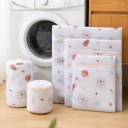 Laundry Bags Cloth With Brush Washing Bag Clothes Cleaning Accessories 2 IN 1 Organiser Print Bear Home