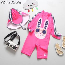 Women's Swimwear Children's Cartoon Long Sleeve Swimsuit Baby Girl One-Piece UPF50 UV Protection Girls Bathing Suit Swimming Wear