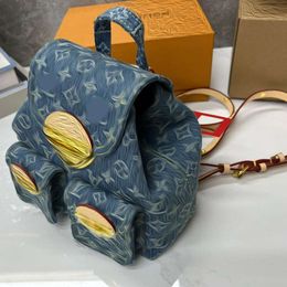 Denim backpack luxury student schoolbag Bookbag fashion womens small backpacks casual mens couples shoulder bag gifts nice ww