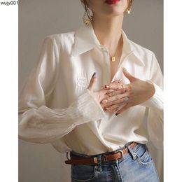 Style White Womens Spring Design Unique Chiffon Shirt Silk Top