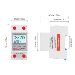 1-5PCS 220V 230V Din Rail Single Phase Energy Meter Voltage Current Power LCD Display 50 60Hz Digital Electricity Usage Monitor