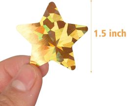 500Pcs Holographic Gold Star Stickers for Kids Reward Foil Star Stickers Labels for Wall Crafts Classroom Teachers Supplies