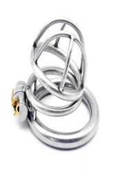 Free Shipping!!!New Lock Stainless Steel Device Cock Cage Penis Virginity lock Cock Ring Sex Toy Adult Game Belt2595645