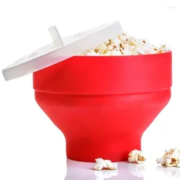 Bowls Silicone Popcorn Bowl With Handle Microwave Oven Foldable Bucket High Temperature Resistant Homemade Set