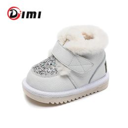 Boots DIMI 2023 Winter Warm Kids Baby Boots Boy Girl Toddler Shoes Genuine Leather Waterproof Nonslip Plush Child Snow Boots