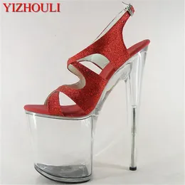 Dance Shoes 20cm Ultra High Heels Sandals Open Toe Glitter Wedding Platform Cheongsam 8 Inch Clear Formal Dress