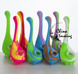 Water Monster Silicone Water Pipe With Galss Bowl Flexible Smoking Pipe Good Grade Silicon Colourful Silicon Bongs9047510