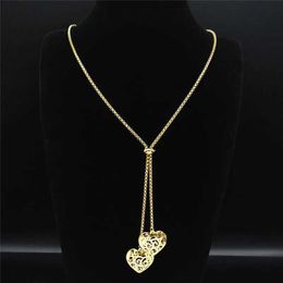 Pendant Necklaces Fashionable stainless steel heart-shaped necklace womens gold long necklace Jewellery acero non-toxic joyeria mujer N1525S03Q
