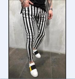 Joggers With Black White Stripes For Men Casual Pants Fitness Sportswear Pencil Bottoms Skinny Sweatpants Trousers4764273