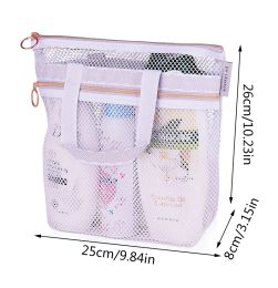 Portable Shower Handbag Transparent Mesh Makeup Bag Storage Bag Organizer Women's Cosmetic Bag Travel Wash Bag Beach Bag