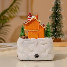 Decorative Figurines 6.3inch Christmas Music Box Rotating Winter Scene Snow Ornament Gift For Kids Bookshelf Restaurant