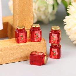 5Pcs 1/12 Dollhouse Miniature Strawberry Sauce Jam Jar Dollhouse Kitchen Food Toys Model Accessories DIY Life Scene Decor Toys