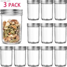 Food Jars Canisters 380ML lass Reular Mouth Mason Jars with Metal Lids for Cannin Food Storae Prep Jams Jellies Pickles Preserves (3 PCS) L49