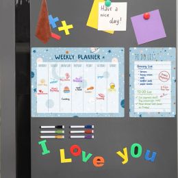 Fridge Planner Board Efficient Weekly Planning Scratch-proof Magnetic Fridge Calendar Kit with Pens Organize Schedule Stay