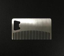 50pcslot Fast Professional Card style Men039s Moustache comb Beer openers Anti Static Stainless Steel Comb Bottle Open9664863