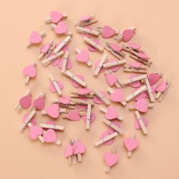 50 Pcs Photo Clip Love Music Note Decor Heart-shaped Wooden Plastic Clothespins
