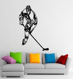 Hockey Wall Sticker Decal Stickers and Mural for Nursery Kid039s Room Sport Wall Art for Home Decor Ice Hockey Player Silhouett4533025