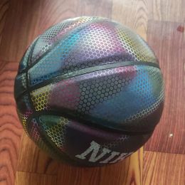 Reflective Basketball Size 7 Outdoor Indoor Glowing Basketball Holographic Color Luminous Basketball Ball