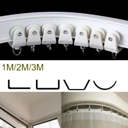 Accessories 1M 2M 3M Curtain Track Rail Straight Flexible Ceiling top side Mounted wall Windows Balcony Plastic Bendable Home Accessories D4