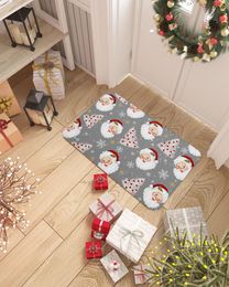 Carpets Christmas Grey Santa Claus Snowflakes Doormat Home Decoration Carpet Navidad Ornament Year Gifts Xmas Party Decor Rug Mat