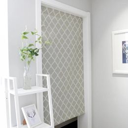 Curtain Light Green Geometric Printed Door Hanging Partition Fabric Art Feng Shui Bathroom Half Curt