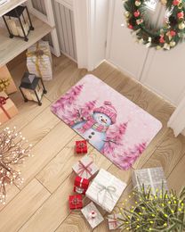 Carpets Christmas Snowman Pink Tree Doormat Home Decorations Carpet Navidad Ornament Year Gifts Xmas Party Decor Rug Mat