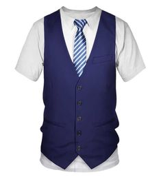 Funny Fake Suit 3D T shirt Tuxedo Bow Tie 3D Printed T shirts Men Summer Fashion Short Sleeve Streetwear Fake Suit Vest Tshirt X069918646