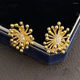 Stud Earrings Draweye Firework For Women Gold Color Vintage Korean Fashion Jewelry Zircon Elegant Simple Pendientes Mujer