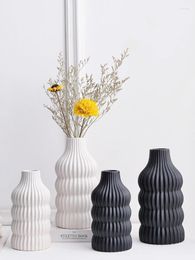 Vases Simple Modern Abstract Geometric Stripes White And Black Ceramic Vase Arrangement Flower Home Decoration Room