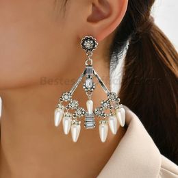 Dangle Earrings Vintage Big Chandelier Hanging For Women Fashion Luxury Resin Rhinestone Pendant Bridal Wedding Party Ear Jewellery Gift