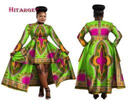 African Dresses for Women Dashiki Cotton Wax Print Batik Sexy Long Dress for Femal Traditional clothing WY12684848421