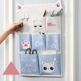 3/5 Pocket Wall Mounted Storage Hanging Bag Cloth Art Bag Cosmetics Toys Sundries Organiser Storage Bag Home Bedroom Hanging Bag