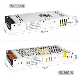 LED Power Supply Lighting Transformer 200/300W Led Driver Adapter 5V 40A/60A For WS2812B WS2811 WS2813 SK6812 Strip AC200-240V