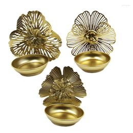 Candle Holders Candlestick Holder Valentine's Day Home Decorations Golden Tray Simple Flower