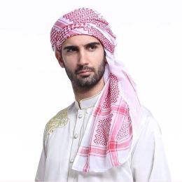 Clothing Muslim Arabian Headscarf Multifunction Keffiyeh Shemagh Scarf Military Tactical Turban Praying Hat Plaid Scarf 140*140cm