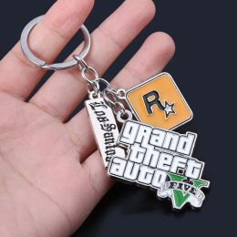 Game Grand Theft Auto 6 Keychain Men Fans Jewellery Grand Theft Auto Rock GTA VI Star Keying Cosplay Key Buckles Car Accessory