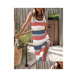 Urban Sexy Dresses Women Sleeveless Spring Summer Dress Bodycon High Waist Party Y O Neck Dstring Slim Skinny Printed 240323 Drop Deli Dhwqc