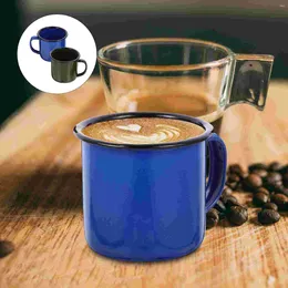 Mugs 2 Pcs Coloured Enamel Mug Glass Coffee Cup Juice Water Drinking Tea Cups Travel Creative
