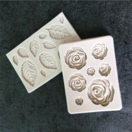 1Pcs Sugarcraft Rose Flowers Leaves Silicone Mold Fondant Cake Form Chocolate Mold Soap Mould Wedding Cake Decorating Tools