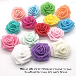 Decorative Flowers 50pcs Artificial Bionic PE Foam Simulation Roses Fake Flower Bride For Wedding Decors Ornaments Rose Red