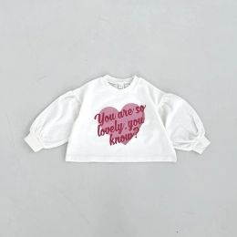 Autumn New Baby Long Sleeve Sweatshirt Cute Girls Letter Heart Print Sweatshirt Children Loose Pullover Toddler Tops Clothes