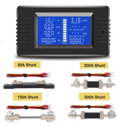 Car Battery Capacity Tester 0-200V DC Voltage Current Power Capacity Meter Resistance Residual Electricity Meter 0-300A Shunt