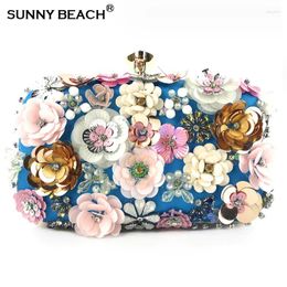 Evening Bags Luxury Handmade Flower Beaded Women's Bag Handbag 2024 Fashion Wedding Party Shoulder