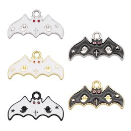 10pcs Mix Enamel Bat Charms Alloy Halloween Animal Jewellery Necklace Women Earrings Metal Bracelet Keychain Handmade Accessory
