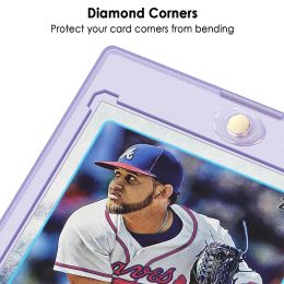35PT 1Pcs Magnetic Cards Holder Toy Acrylic Baseball Sports Star Trading Card Sleeves Clear Playing Kids Gift 2.87 x 4.33inches