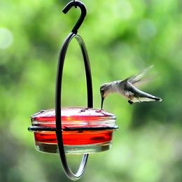 1-10pcs Hummingbird Feeder Tray with Red Glass Bowl Outdoor Humming Bird Feeder Attract Birds for Garden Backyard Patio Deck